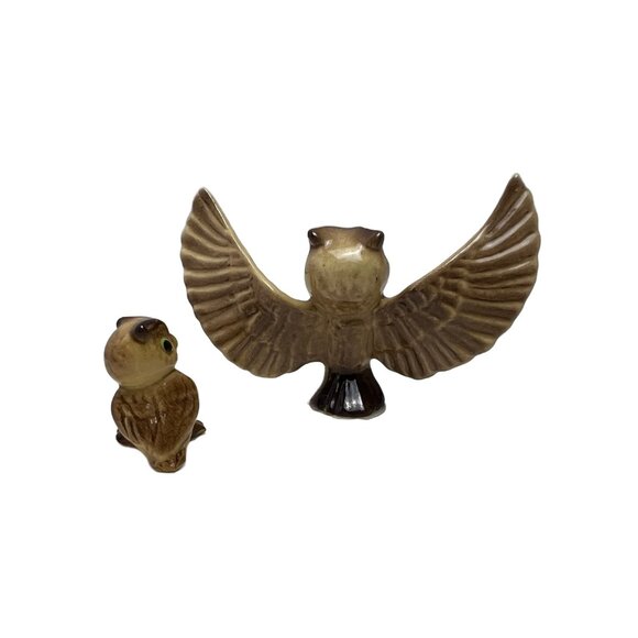 Hagen Renaker Owl Figurines Papa & Owlet Collectible Vintage Ceramic Miniature - Picture 4 of 8